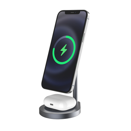 WiWU Power Air X25 Wireless Charger Stand 2 in 1 Charger Stand for Mobile Phone Earbuds 15W Quick Magnetic Charger