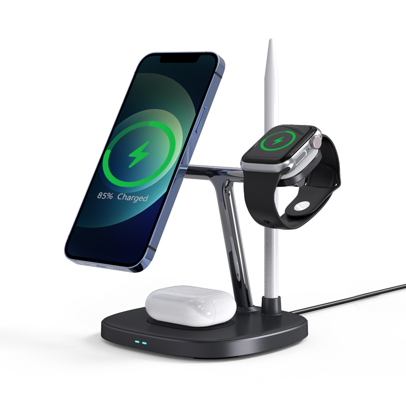WiWU 4 in 1 Wireless Phone Charger M8 for iPhone 12 13 Series Earphone Watch Magnetic Desk Charger Mobile Stand M8