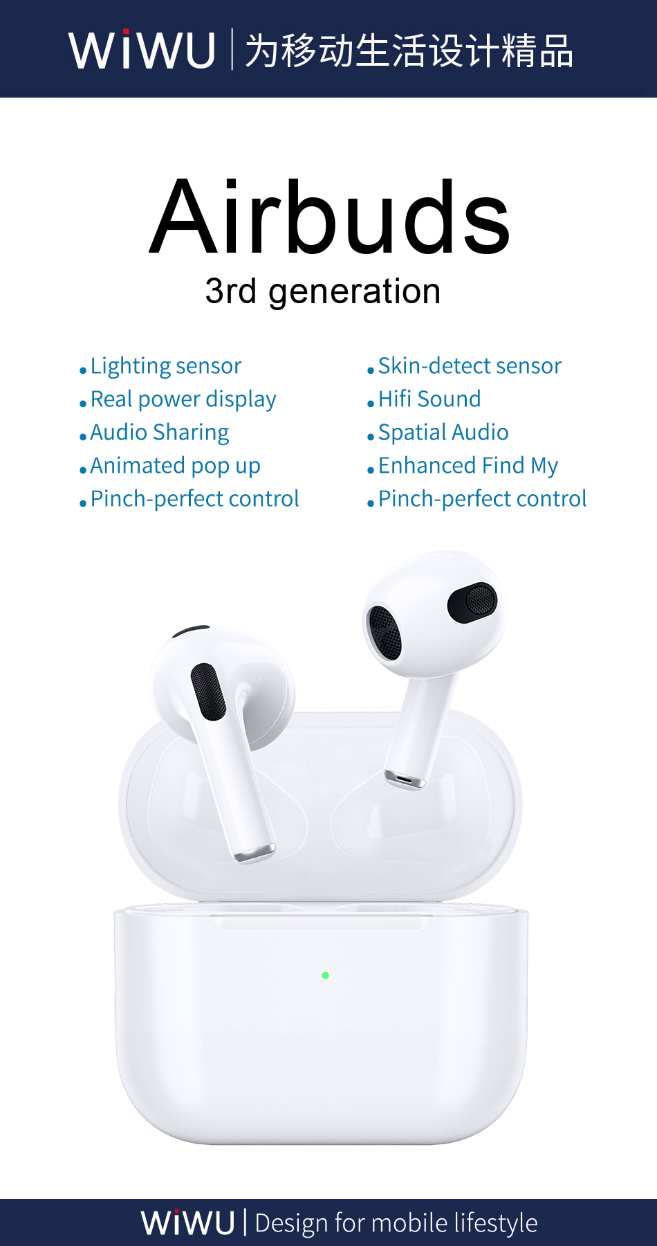 WiWU Airbuds 3 Quick Charging Blue 