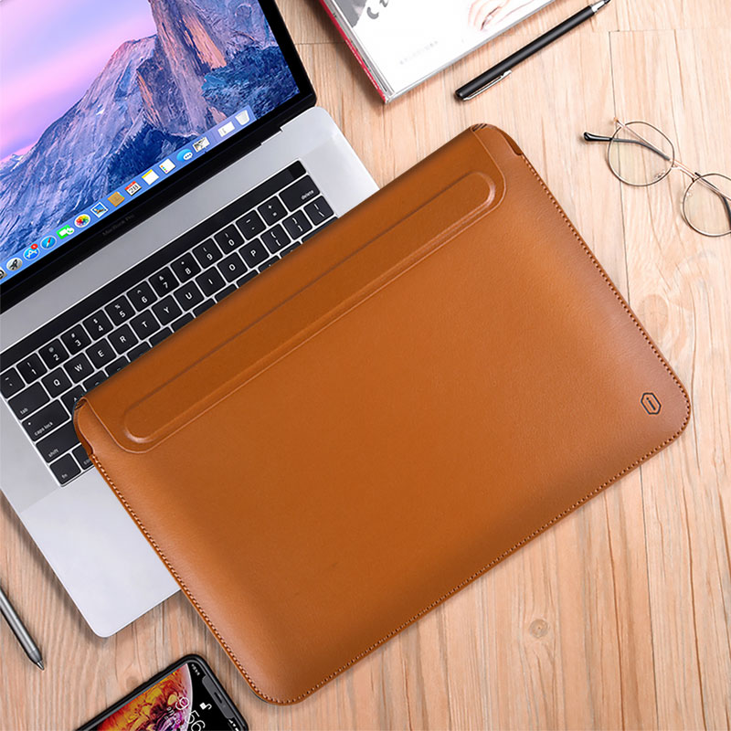 WiWU Skin Pro 3 Portable Stand 13.3-16inch PU Leather Laptop Sleeve With Magnetic Cover for MacBook