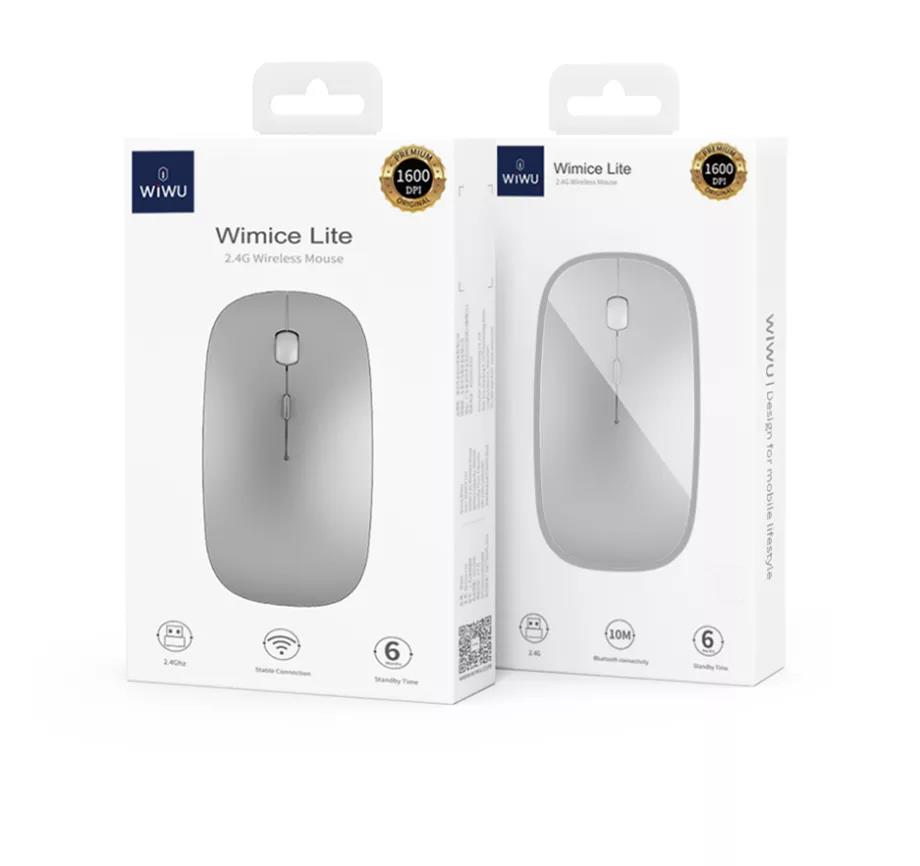 WiWU Wimic Lite 102 Single Mould 2.4G wireless mouse for tablet PC laptop accessories with rechargeable battery silver