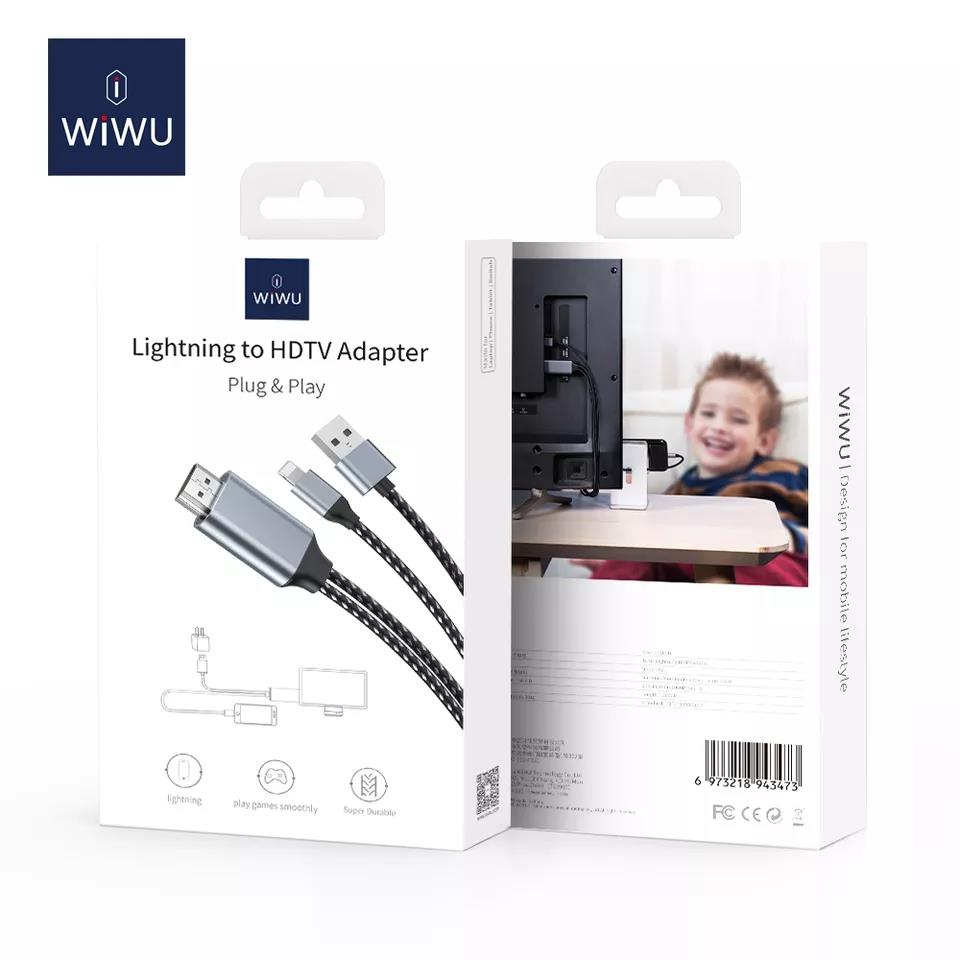 WiWU X7L Durable Light-ning to HDMI Adapter for iPad Projector Computer Video Data Transmission 1.2m