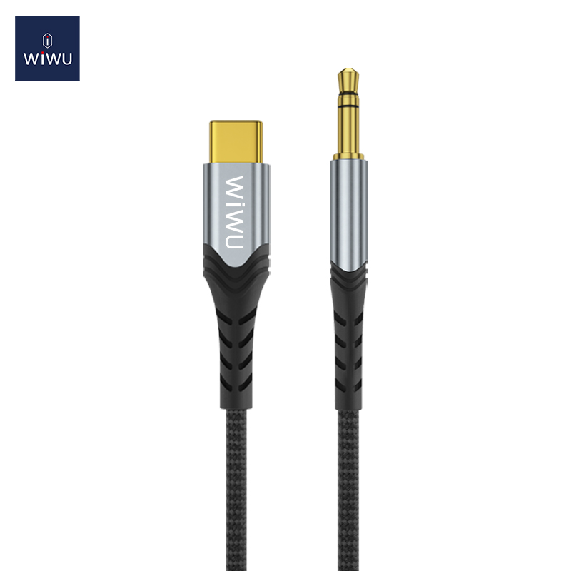 WiWU YP-03 3.5mm Audio Jack To USB-C Audio Cable Mobile Phone Tablet with Built-in Mic for Speaker Stereo Adapter